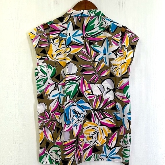 Christian Dior Sport -Colorful Floral Pattern Cutout 3 Button Short Sleeve Top S - Picture 13 of 13